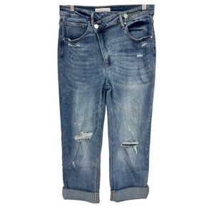 Risen Jeans Womens Distressed Cuffed Boyfriend Jeans Size 11 30 Blue Denim
